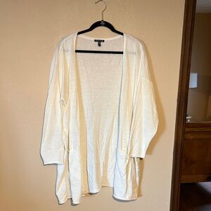 Eileen Fisher White Open-Front Sweater